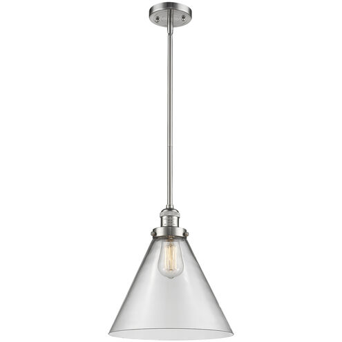 Franklin Restoration Cone 1 Light 12 inch Black Antique Brass Mini Pendant Ceiling Light in Incandescent, Clear, Franklin Restoration